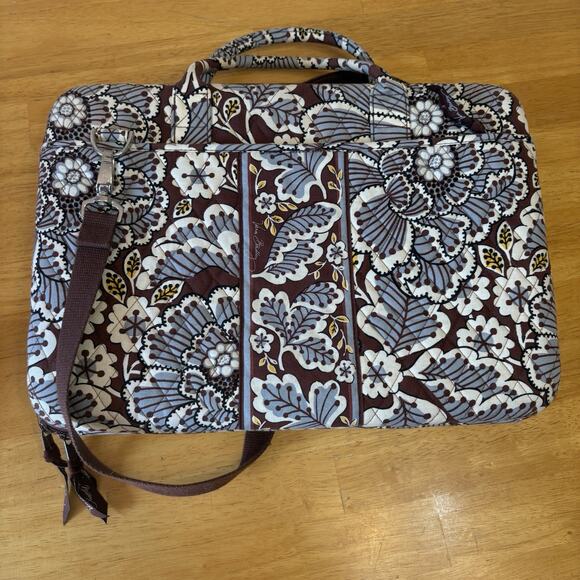 Vera Bradley Laptop Computer Crossbody Bag Hard Sided Slate Blooms - Picture 12 of 16